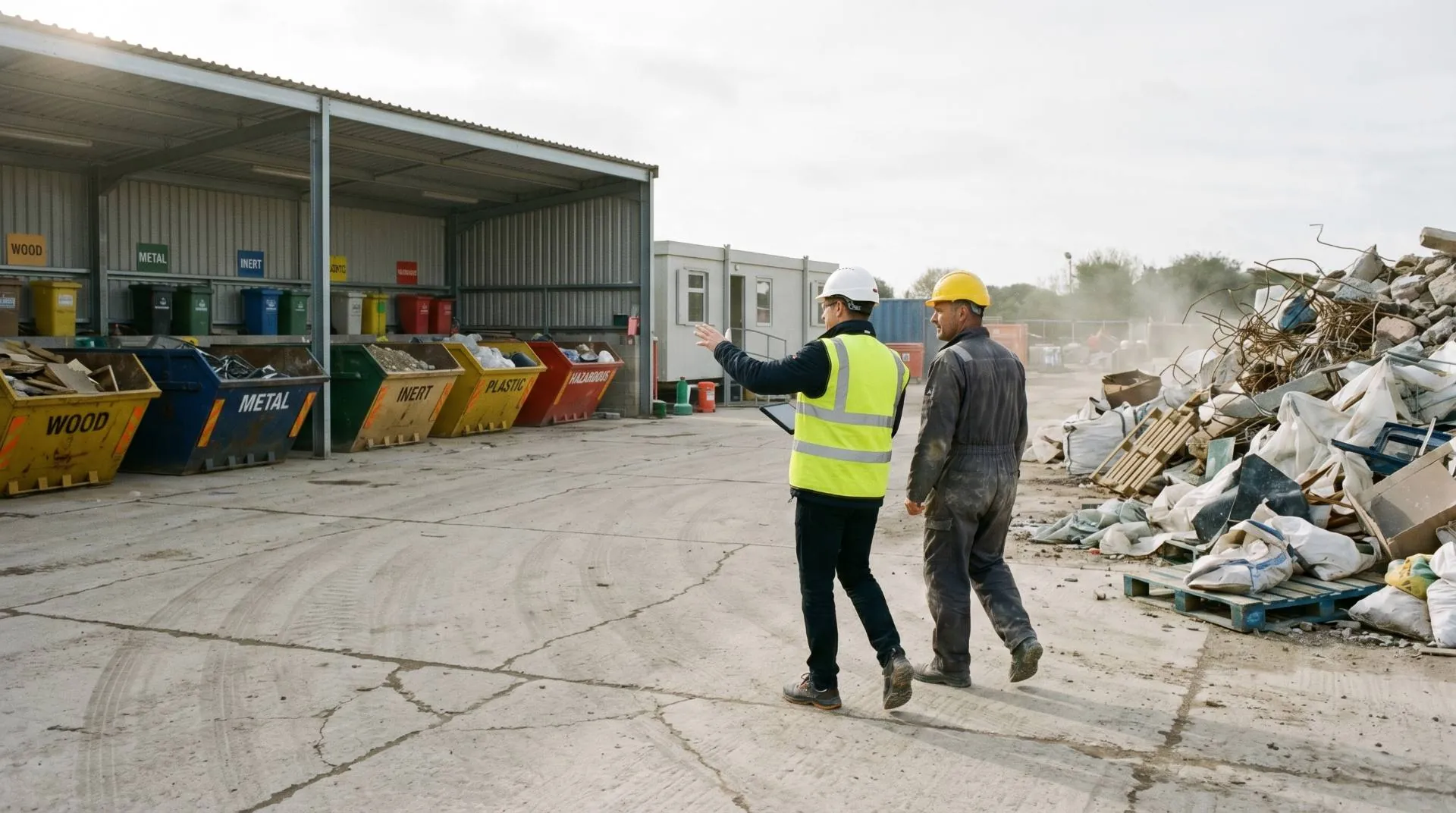 Operatori in cantiere di gestione rifiuti